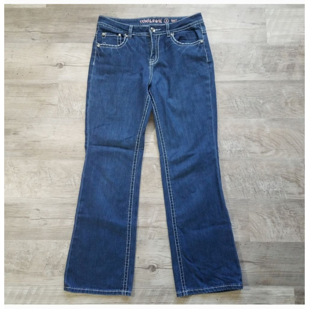 Rebel & Soul Size 8 Bootcut Blue Denim Women's Jeans - Picture 2 of 11